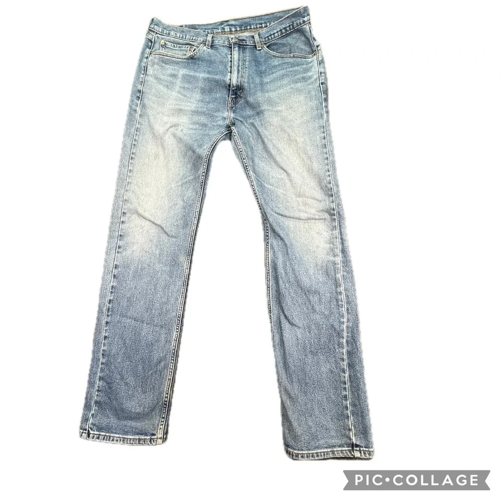 Levi Strauss & Co Mens 36x34 505 Straight Leg Blue Wash Denim Jeans‎